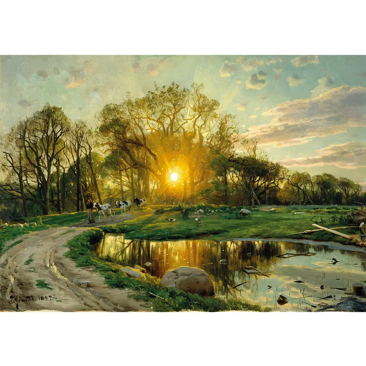 Bringing The Cows Home At Sunset Jigsaw Puzzle