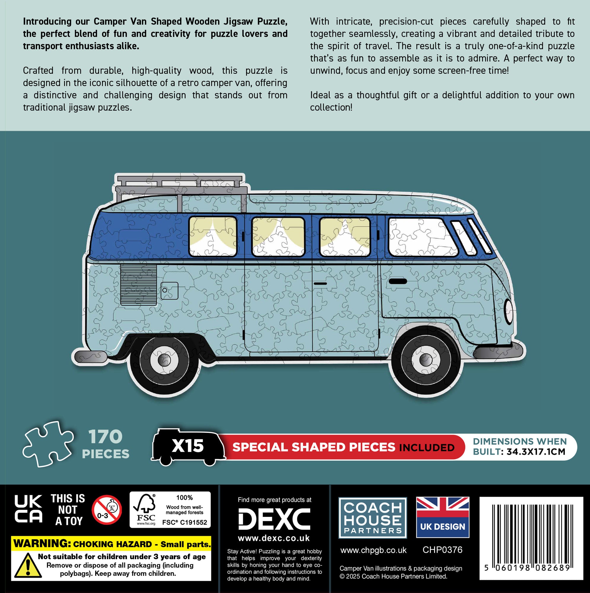 Camper Van Shaped Wooden Jigsaw