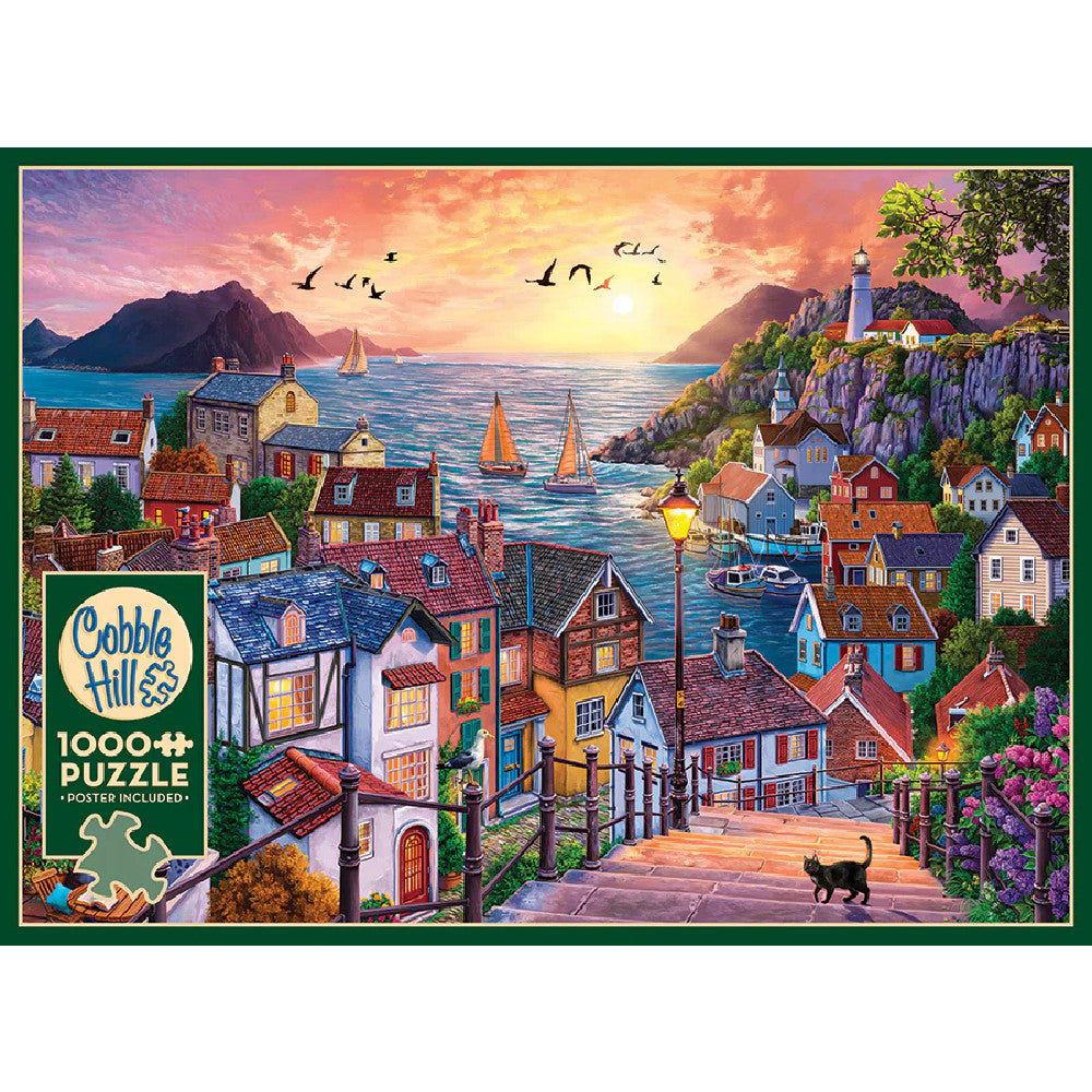 Coastal Town At Sunset Jigsaw - 1000 Pieces