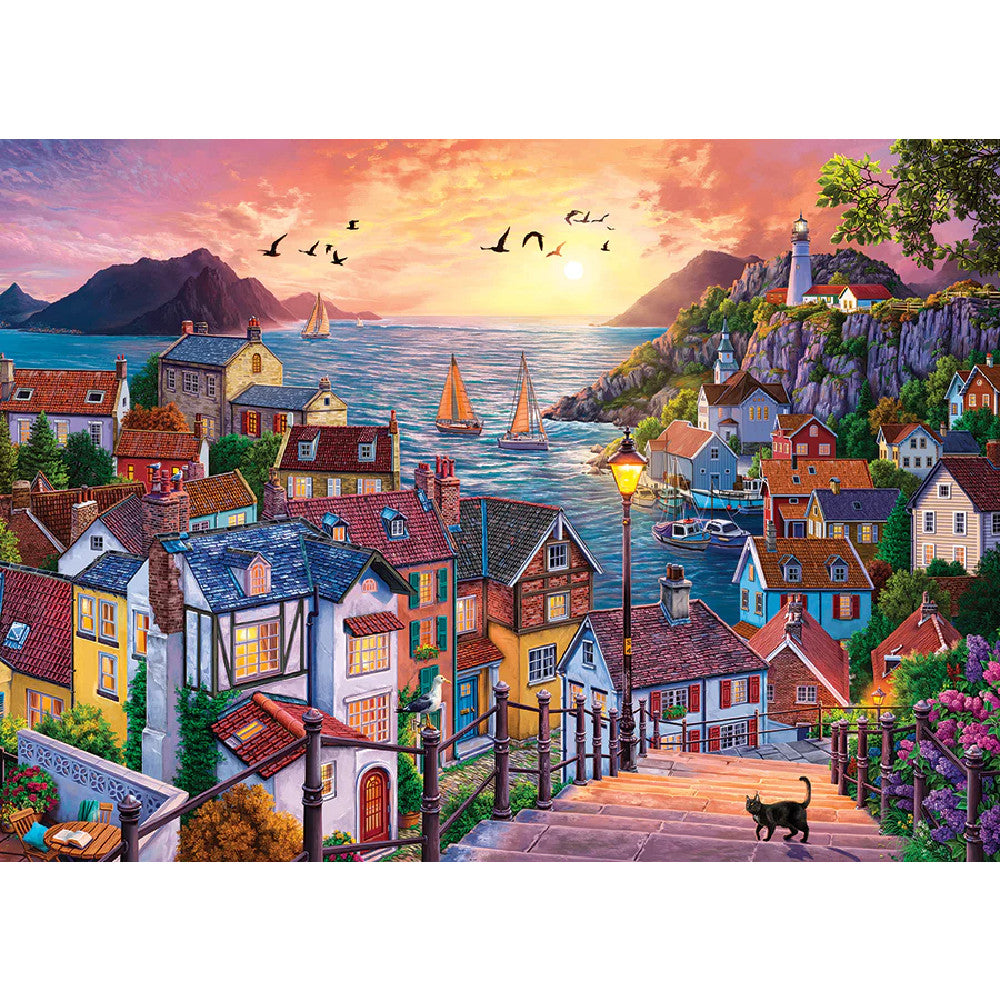 Coastal Town At Sunset Jigsaw - 1000 Pieces