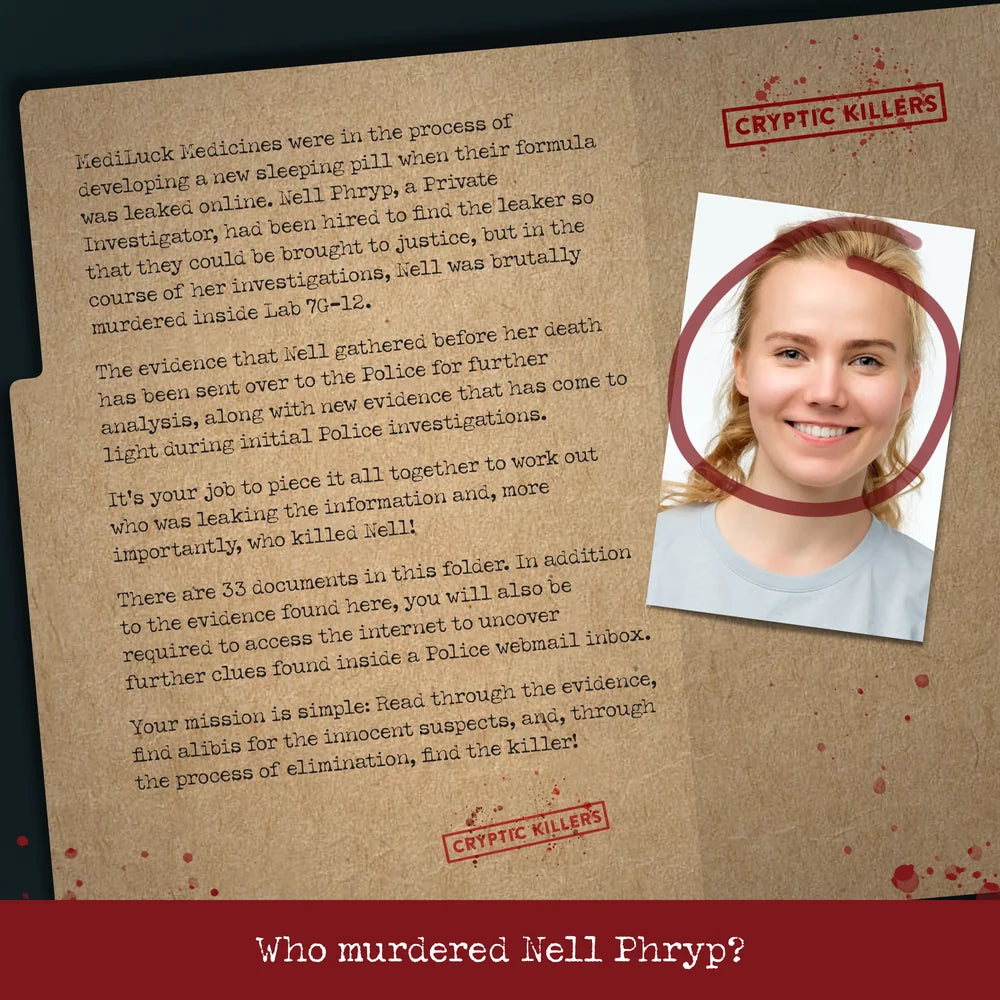 Murder at Mediluck Medicines Cold Case Puzzle