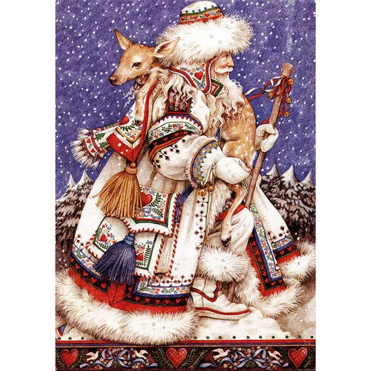 Father Christmas With Deer Jigsaw Puzzle