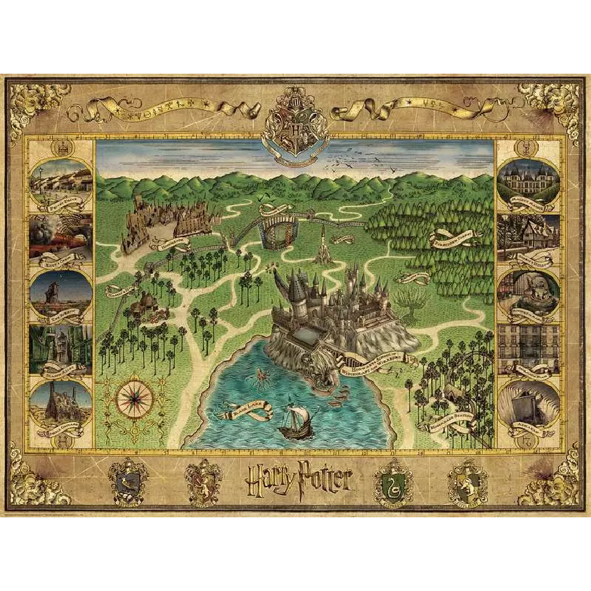 Harry Potter, Hogwarts Map Jigsaw 1500 Pieces Hogwarts Puzzle