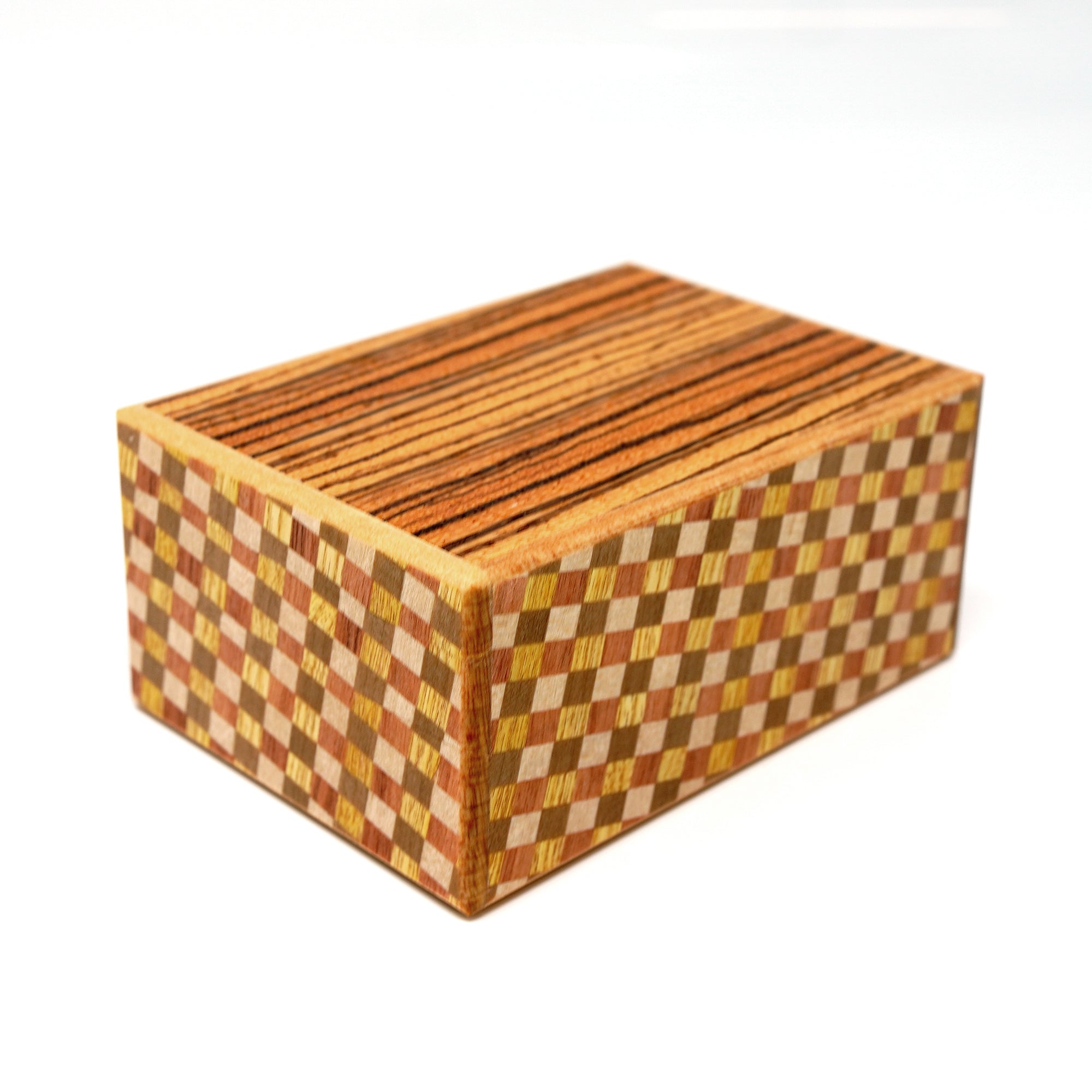 Japanese Puzzle Box - 4 Sun 27 Steps - Zebra Wood/ Ichimatsu