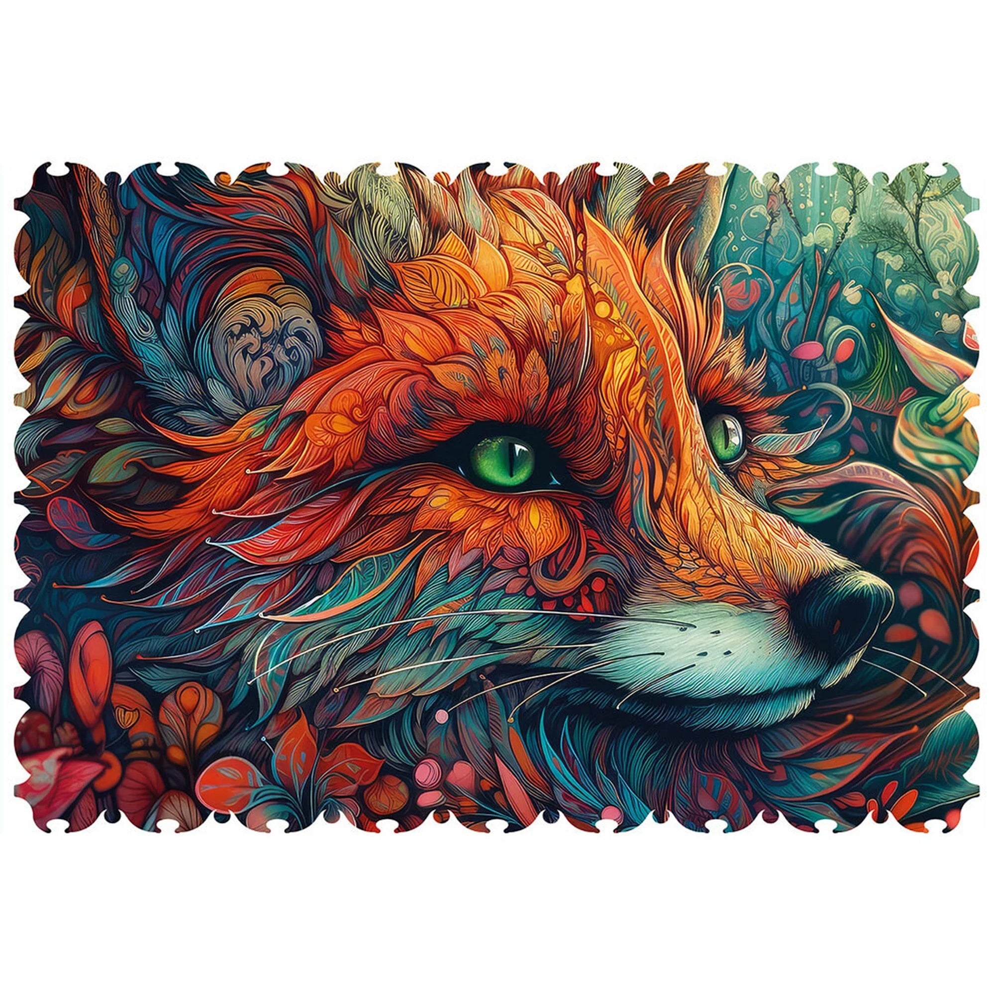 Ornamental Floral Fox Jigsaw Puzzle