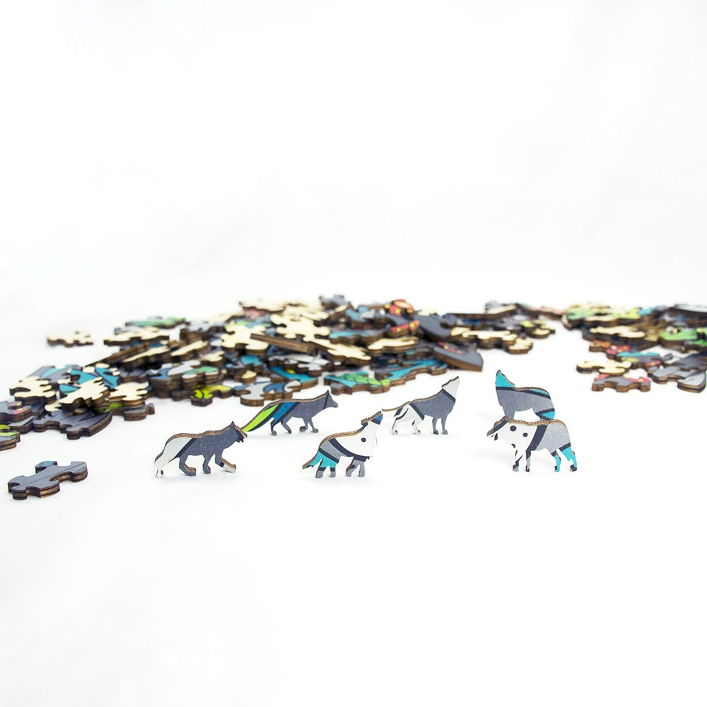 Rainbow Wooden Jigsaw - Wolf