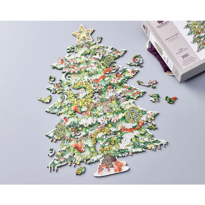 Snowy Fir Tree Vine Cut Jigsaw Puzzle
