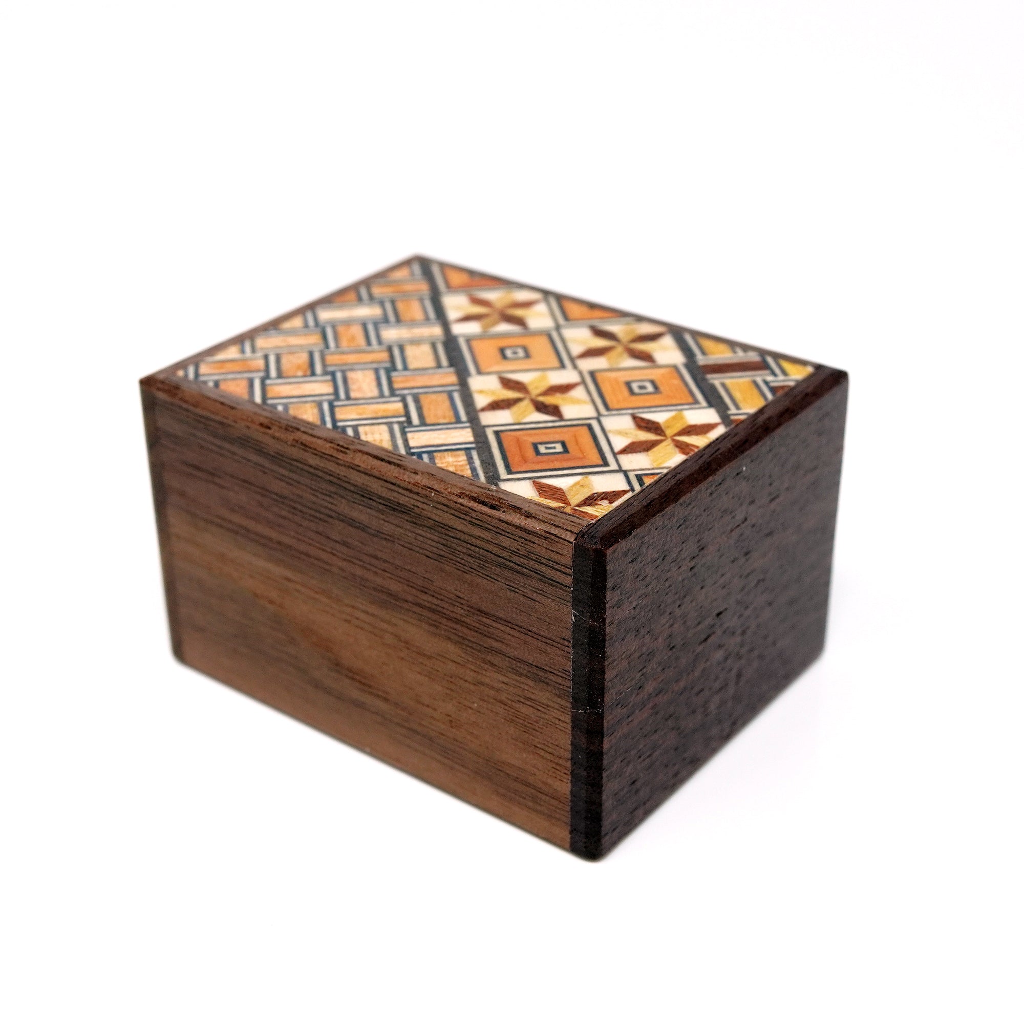 Japanese Puzzle Box - 2 Sun 7 Steps - Yosegi/ Walnut