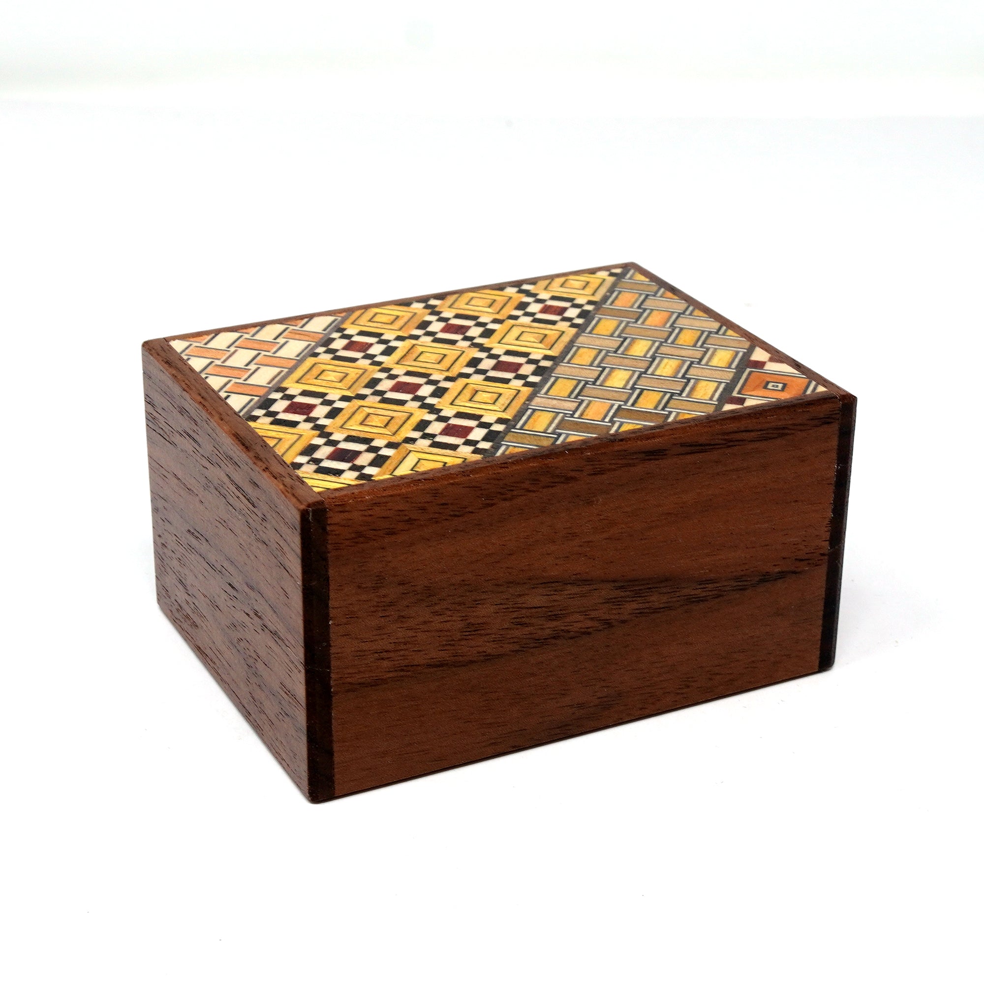 Japanese Puzzle Box - 3 Sun 12 Steps - Yosegi and Walnut