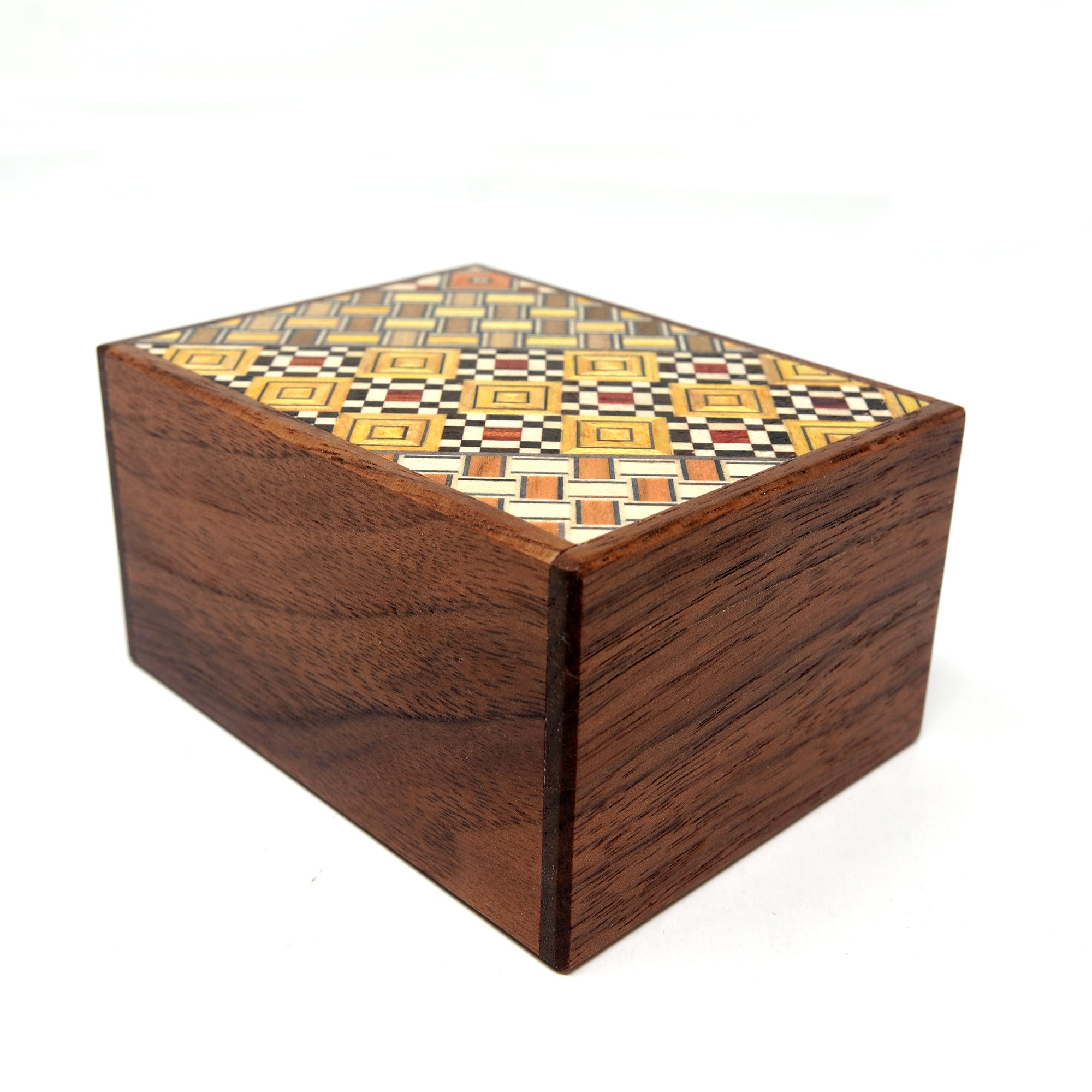 Japanese Puzzle Box - 3 Sun 12 Steps - Yosegi and Walnut