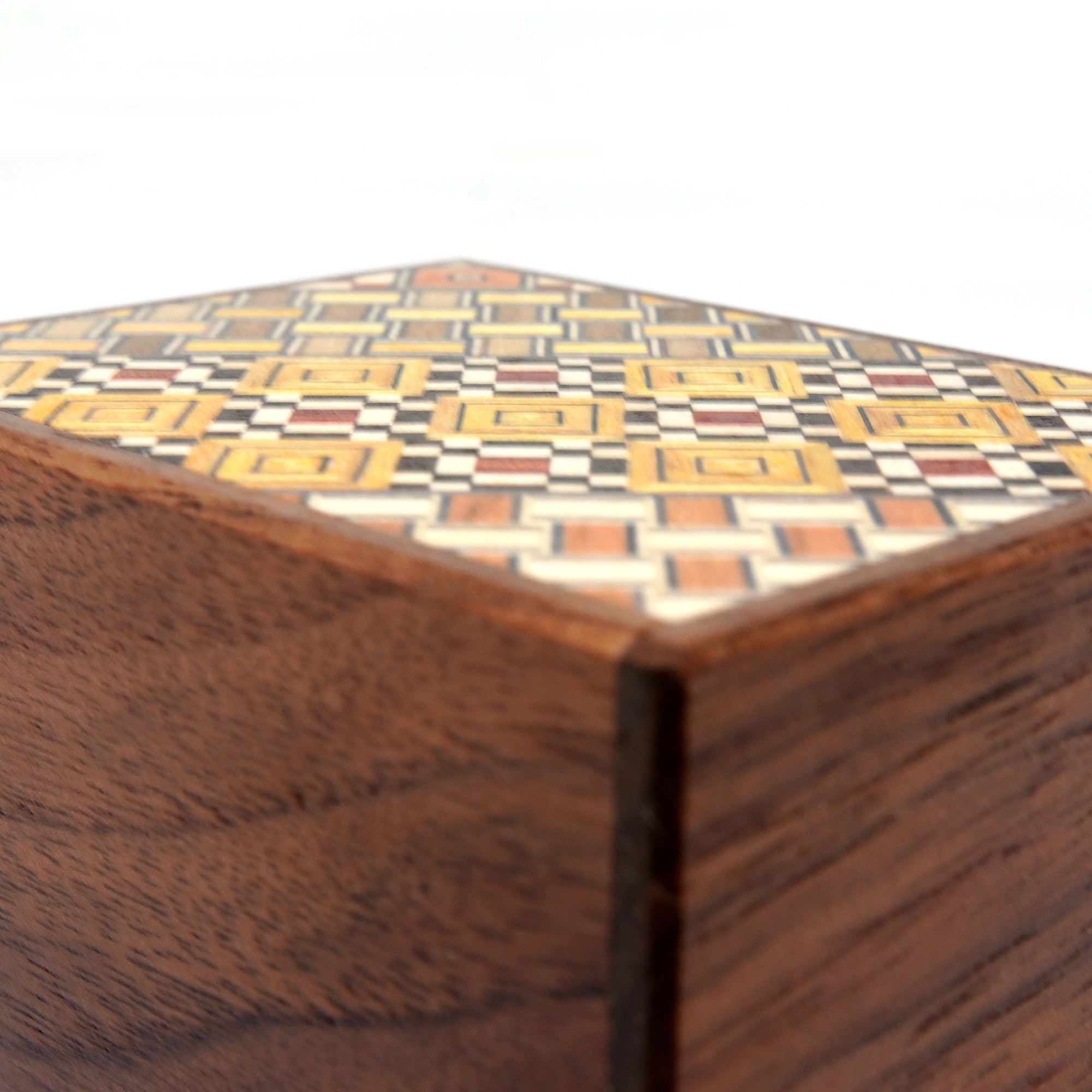 Japanese Puzzle Box - 3 Sun 12 Steps - Yosegi and Walnut