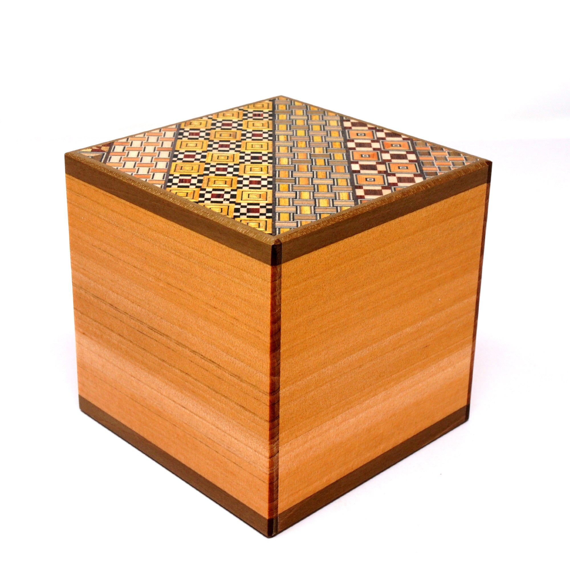 Japanese Puzzle Box - 4 Sun Cube 14 Steps - Yosegi/ Natural