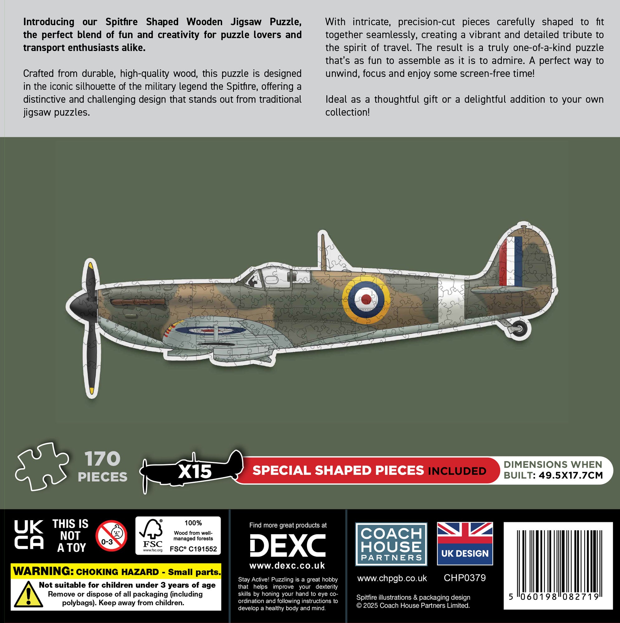 Spitfire Shaped Wooden Jigsaw