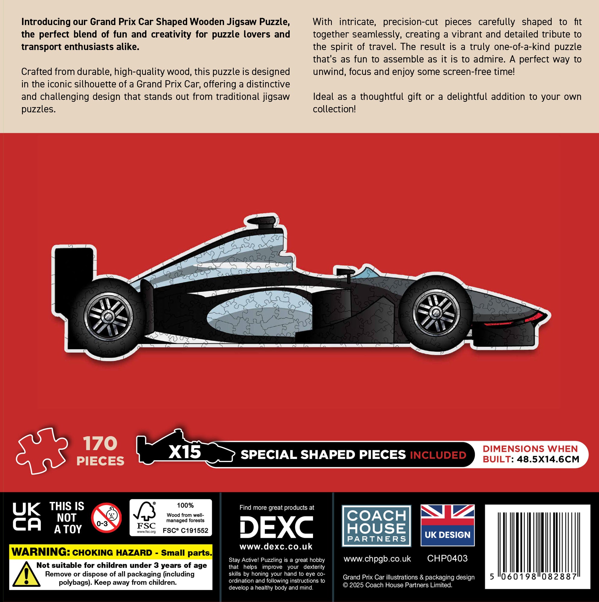 Grand Prix Racing Car Shaped Wooden Jigsaw