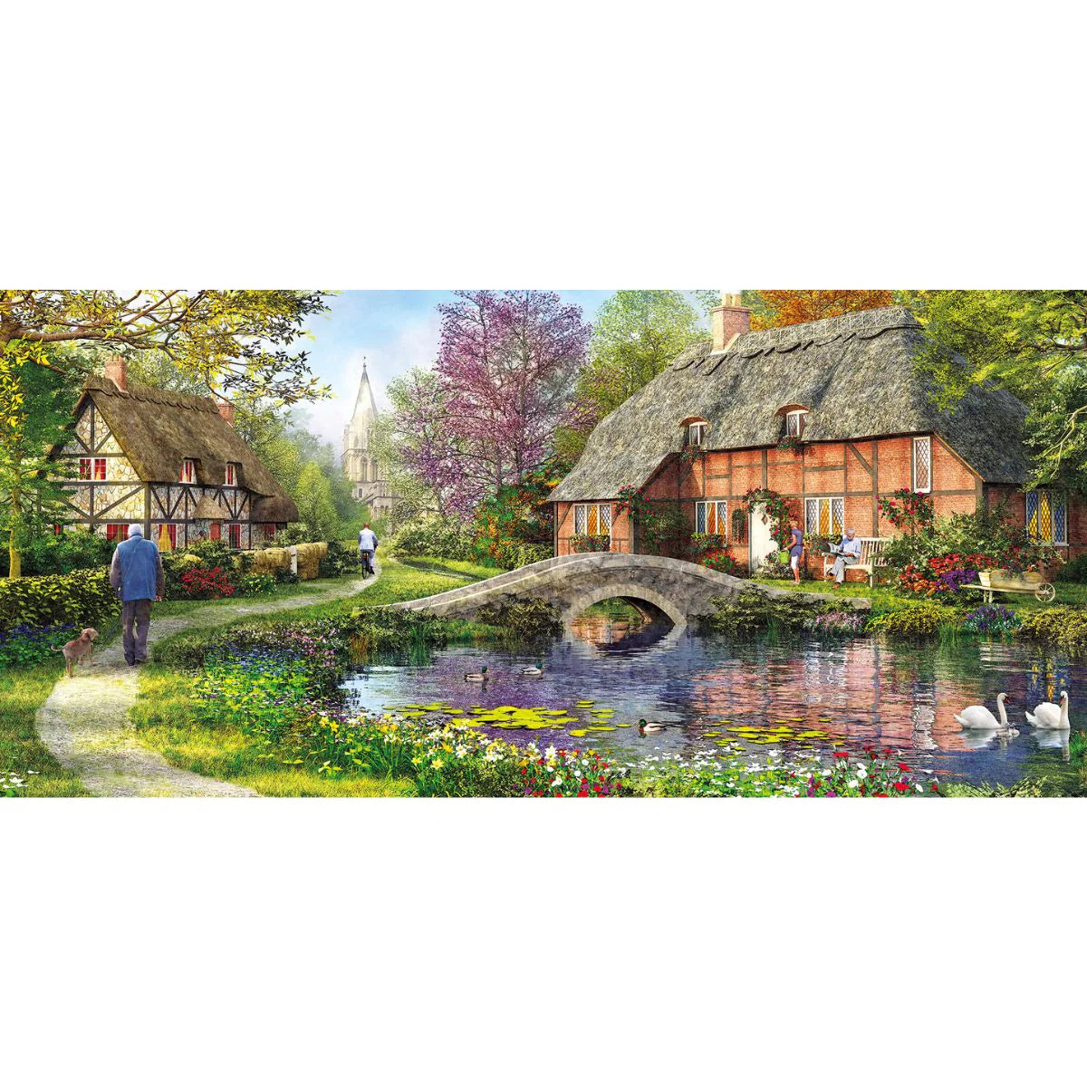 Cottage By The Brook Panoramic Jigsaw - 636 Pieces