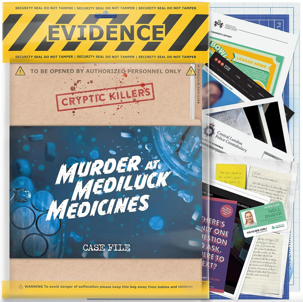 Murder at Mediluck Medicines Cold Case Puzzle