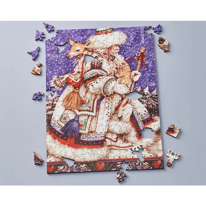 Father Christmas With Deer Jigsaw Puzzle