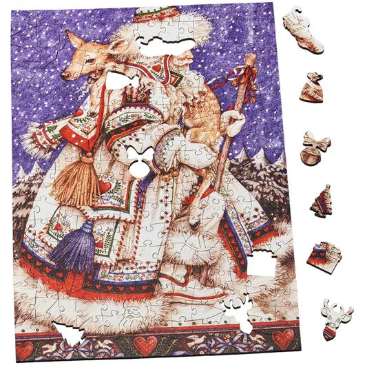 Father Christmas With Deer Jigsaw Puzzle