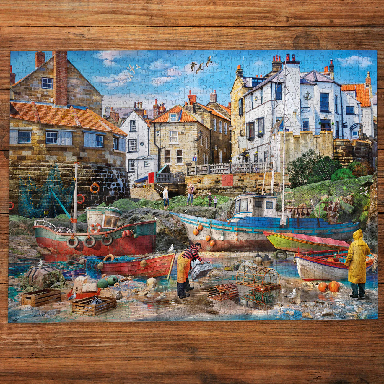 Fishermen At Robin Hood's Bay Jigsaw - 1000 Pieces