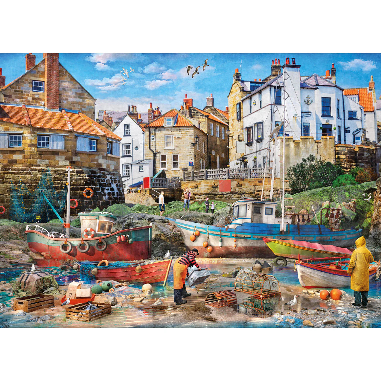Fishermen At Robin Hood's Bay Jigsaw - 1000 Pieces