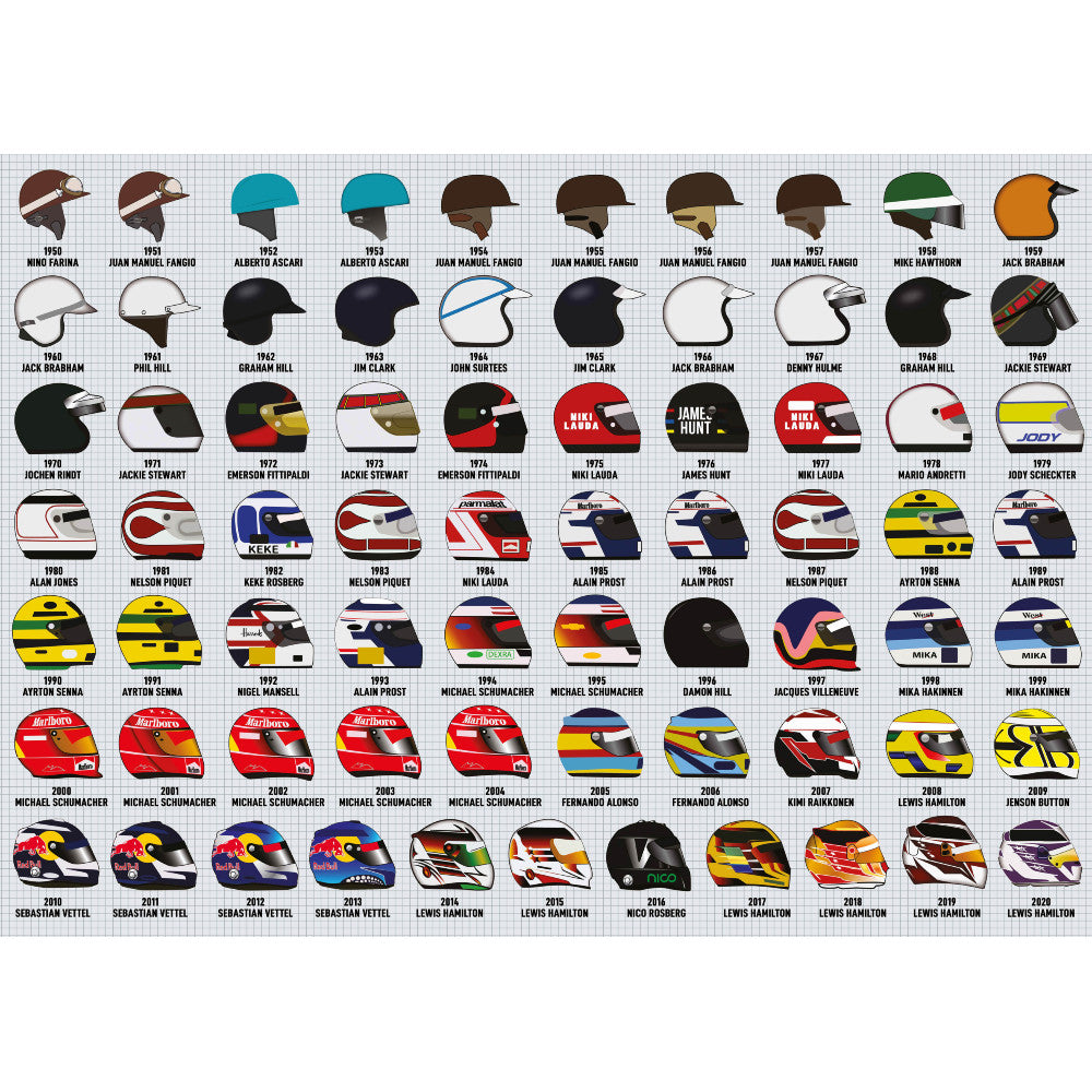 Grand Prix Driver Helmets Jigsaw - 1000 Pieces