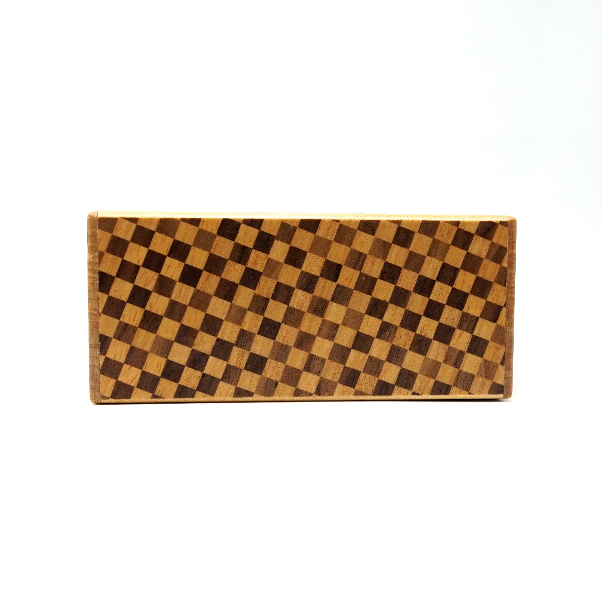 Japanese Puzzle Box - 5 Sun 10 Steps with Drawer - Yosegi/ Ichimatsu/ Walnut
