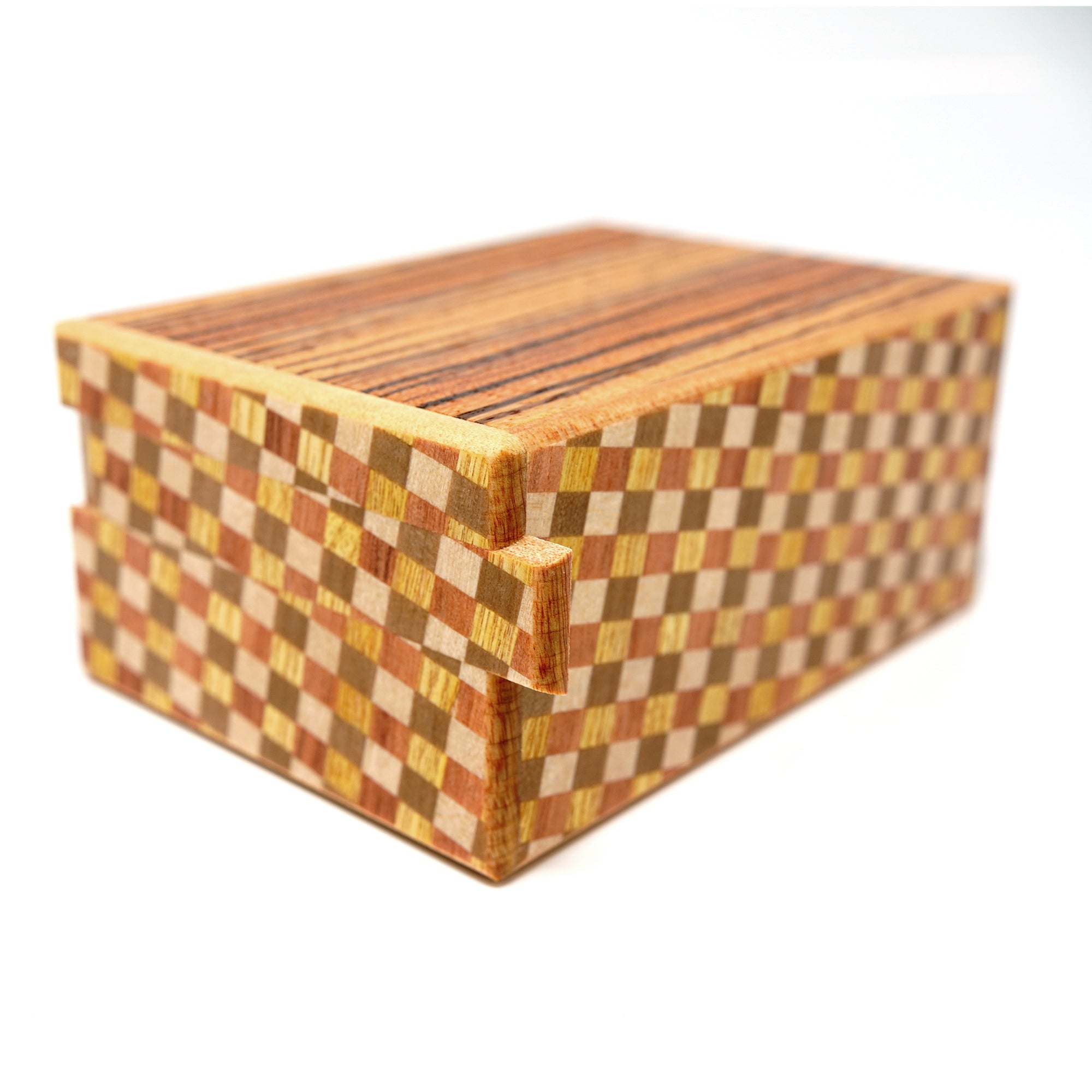 Japanese Puzzle Box - 4 Sun 27 Steps - Zebra Wood/ Ichimatsu