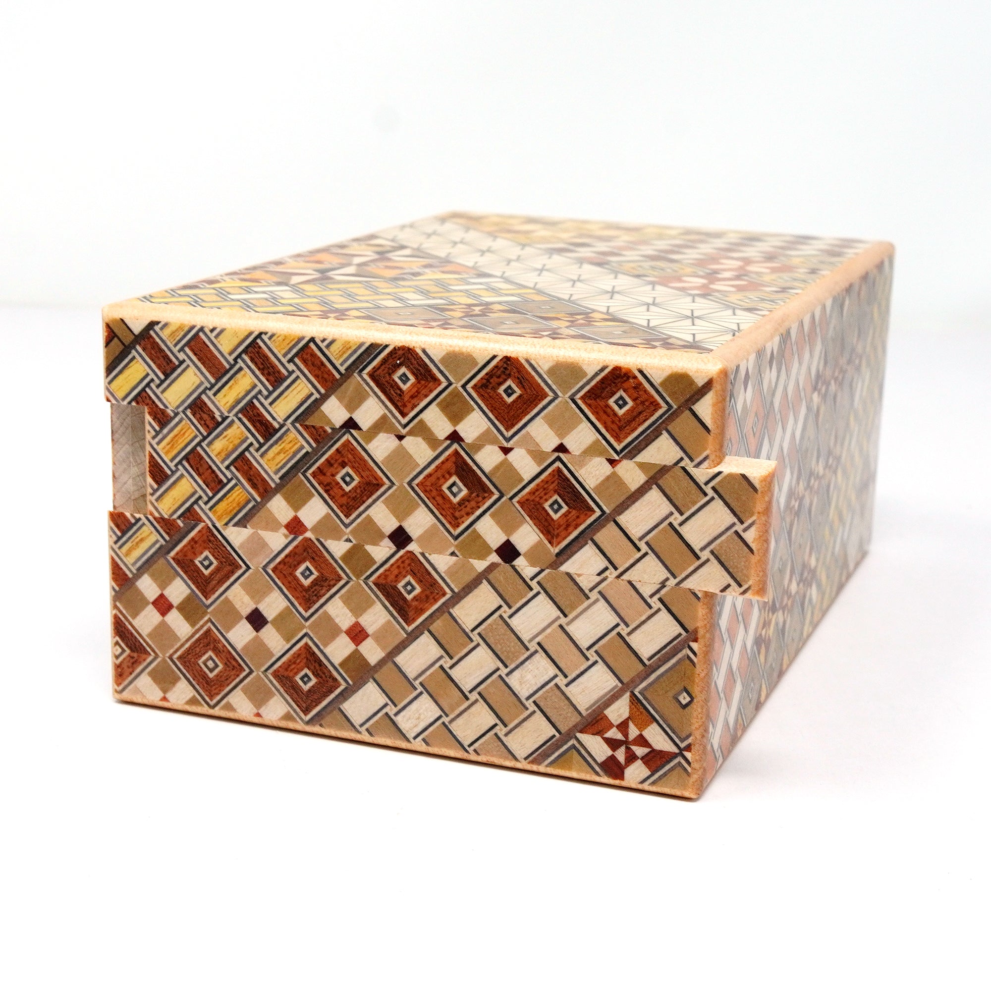 Japanese Puzzle Box - 5 Sun 10 Steps With Drawer - Yosegi