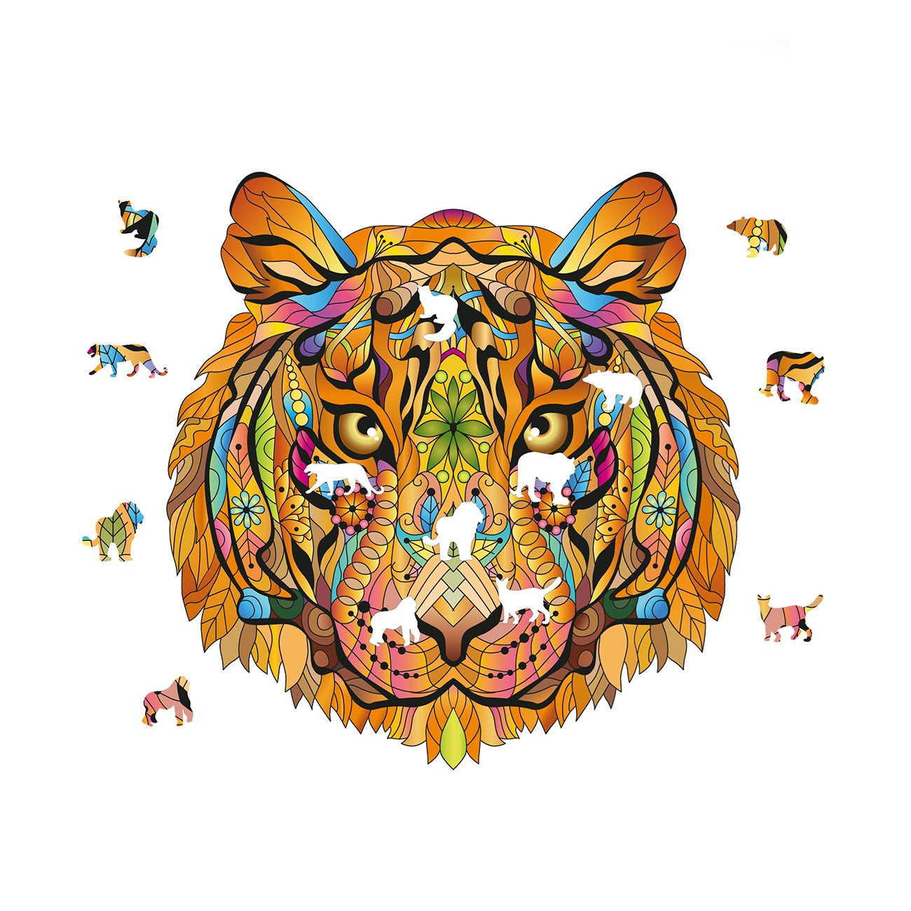 Rainbow Wooden Jigsaw - Tiger