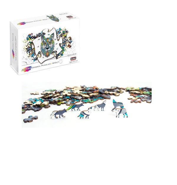 Rainbow Wooden Jigsaw - Wolf