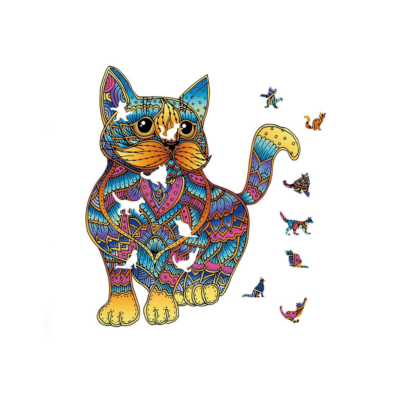 Rainbow Wooden Jigsaw - Cat