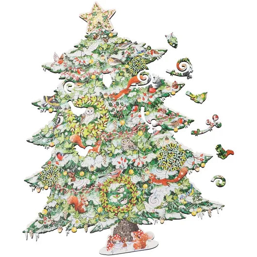 Snowy Fir Tree Vine Cut Jigsaw Puzzle
