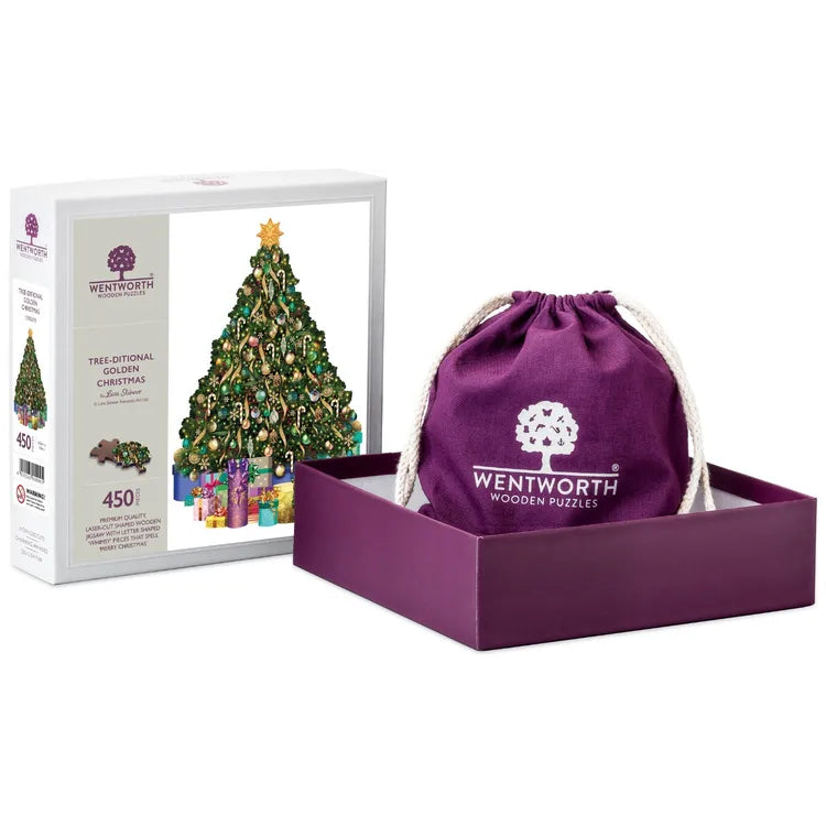 Tree-ditional Golden Christmas Jigsaw Puzzle